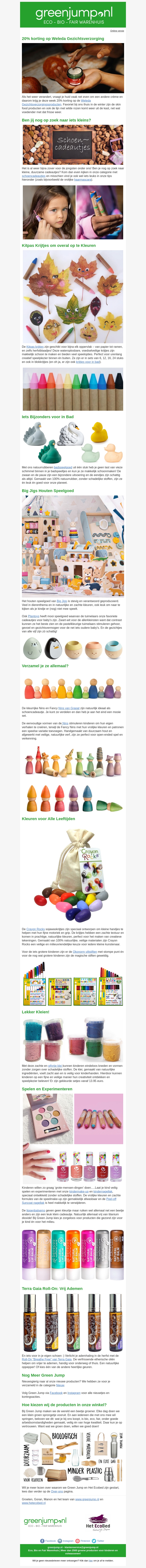 Green Jump Nieuws en 20% Korting op Weleda Gezicht Green Jump Nieuws en 20% Korting op Weleda Gezicht
