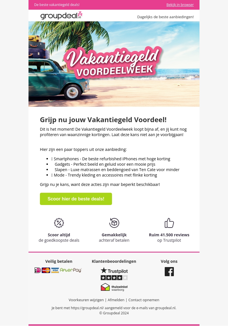 π₯ Laatste kans! π₯ Profiteer nu nog van de Vakantiegeld Voordeelweek π₯ Laatste kans! π₯ Profiteer nu nog van de Vakantiegeld Voordeelweek
