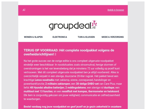 TERUG OP VOORRAAD: NOODPAKKET: Hét complete noodpakket volgens de overheidsrichtlijnen! 🚨❗️🆘