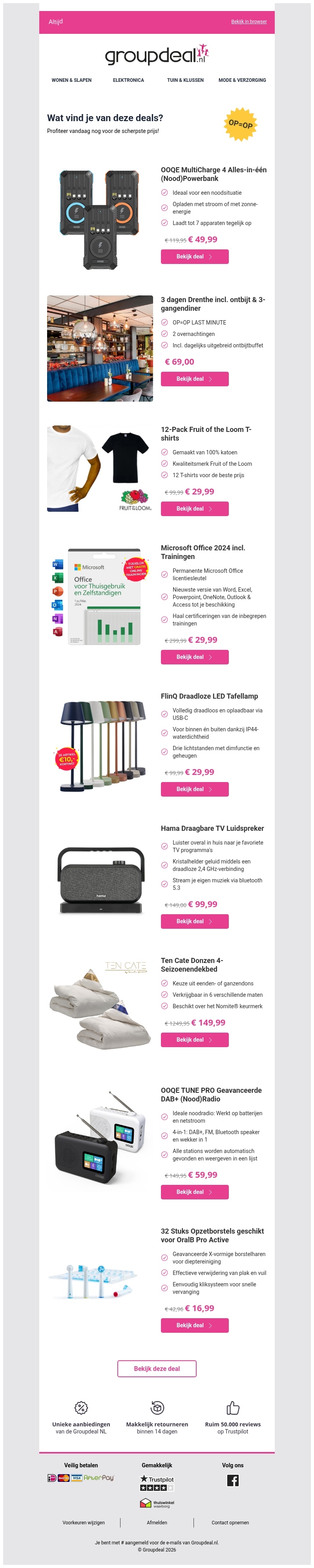 Bekijk de beste deals van de dag Bekijk de beste deals van de dag