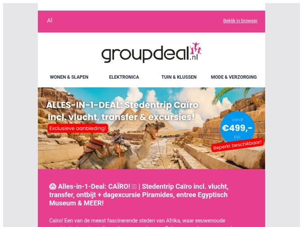 Alles-in-1-Deal: CAÏRO! 🌴🐫 Stedentrip Caïro incl. vlucht, transfer, ontbijt + dagexcursie Piramides, entree Egyptisch Museum & MEER!