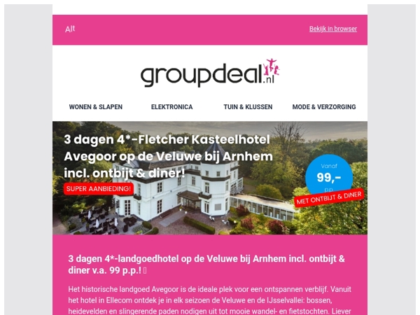 3 dagen 4*-landgoedhotel op de Veluwe bij Arnhem incl. ontbijt & diner v.a. 99 p.p.! 🏨