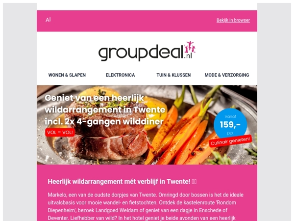 Wildarrangement in Twente + verblijf in 4*-landhuishotel! 🥩🏰