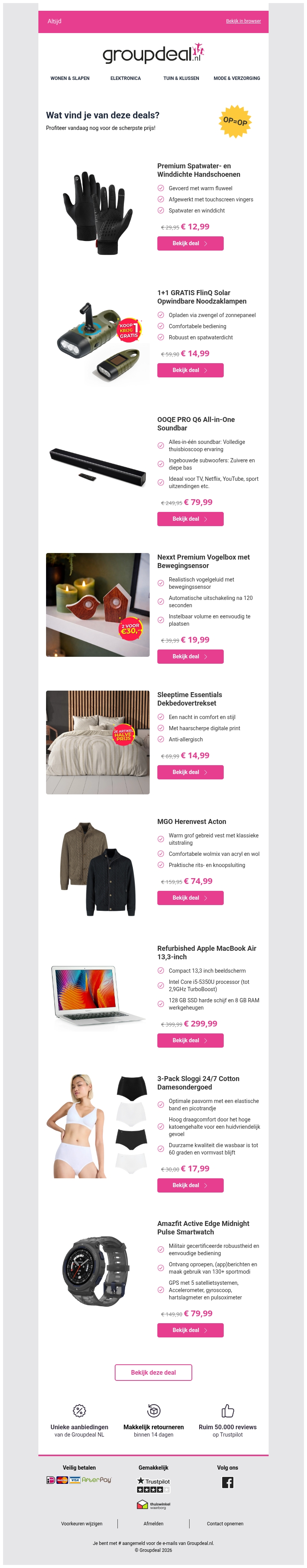 Klaar om te besparen? Bekijk snel de dagdeals Klaar om te besparen? Bekijk snel de dagdeals