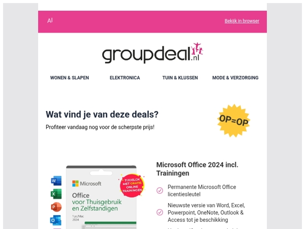 Ontdek de beste deals van vandaag!