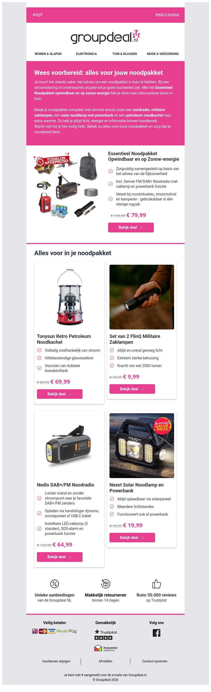 Wees voorbereid: alles voor jouw noodpakket Wees voorbereid: alles voor jouw noodpakket