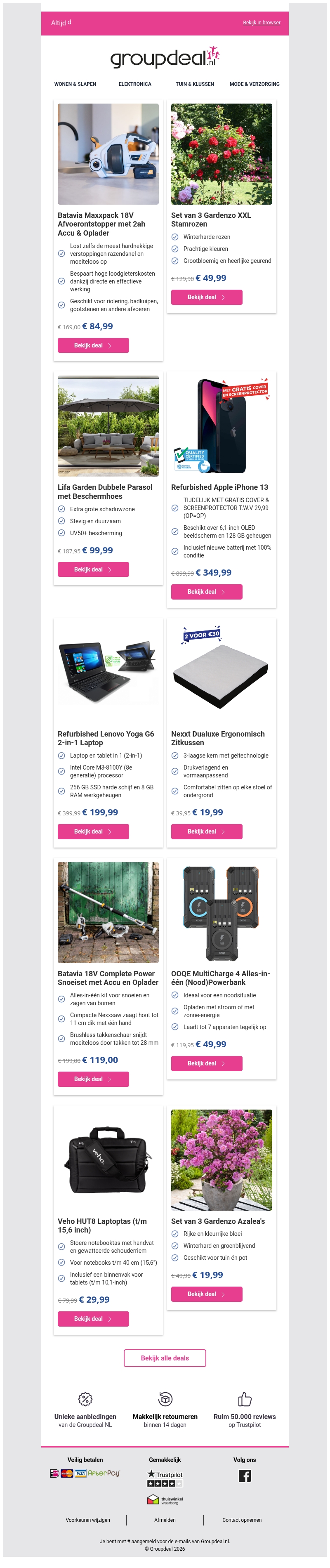 Bekijk de beste deals van deze week! Bekijk de beste deals van deze week!