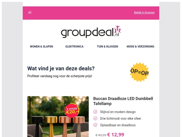 Ontdek de beste deals van vandaag!