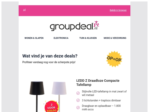 Bekijk de beste deals van de dag