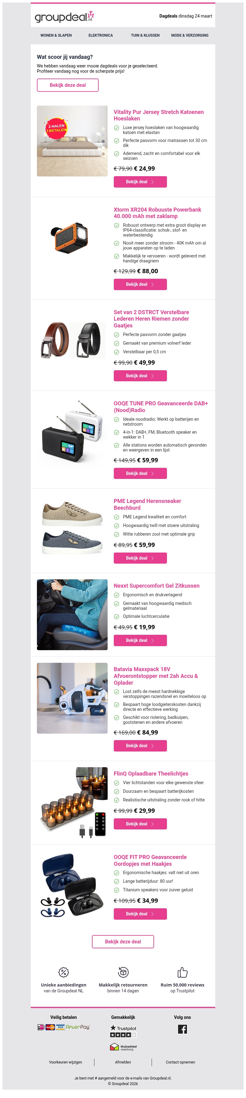Ontdek de beste deals van vandaag! Ontdek de beste deals van vandaag!