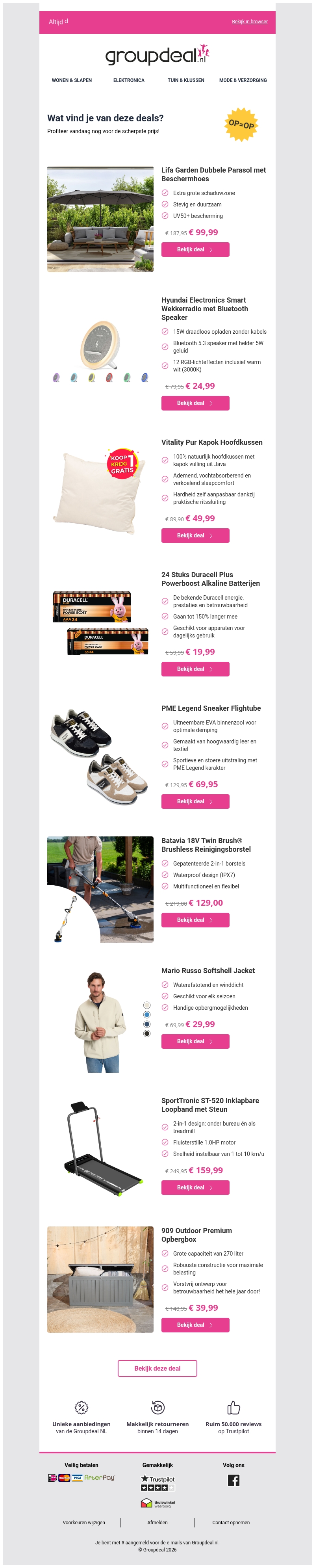 Ontdek de beste deals van vandaag! Ontdek de beste deals van vandaag!
