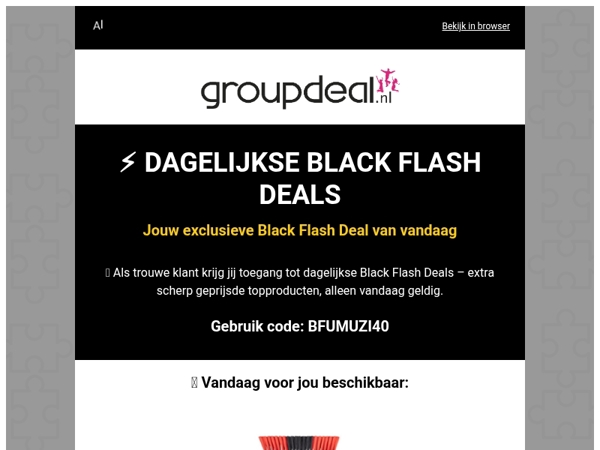 ⚡ Jouw Black Flash Deal van vandaag: 40% korting op de Umuzi Waterborstel!