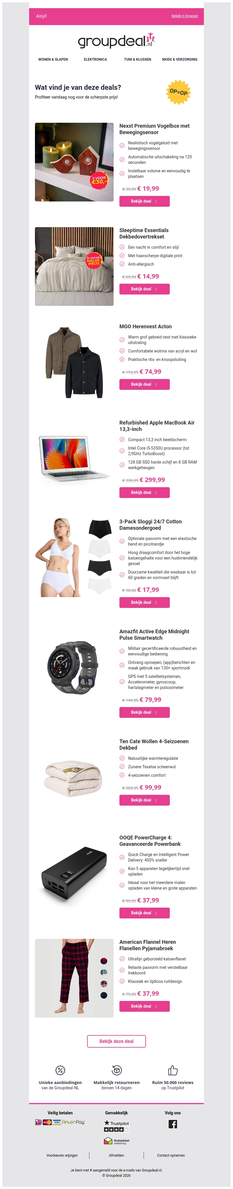 Bekijk de beste deals van de dag Bekijk de beste deals van de dag