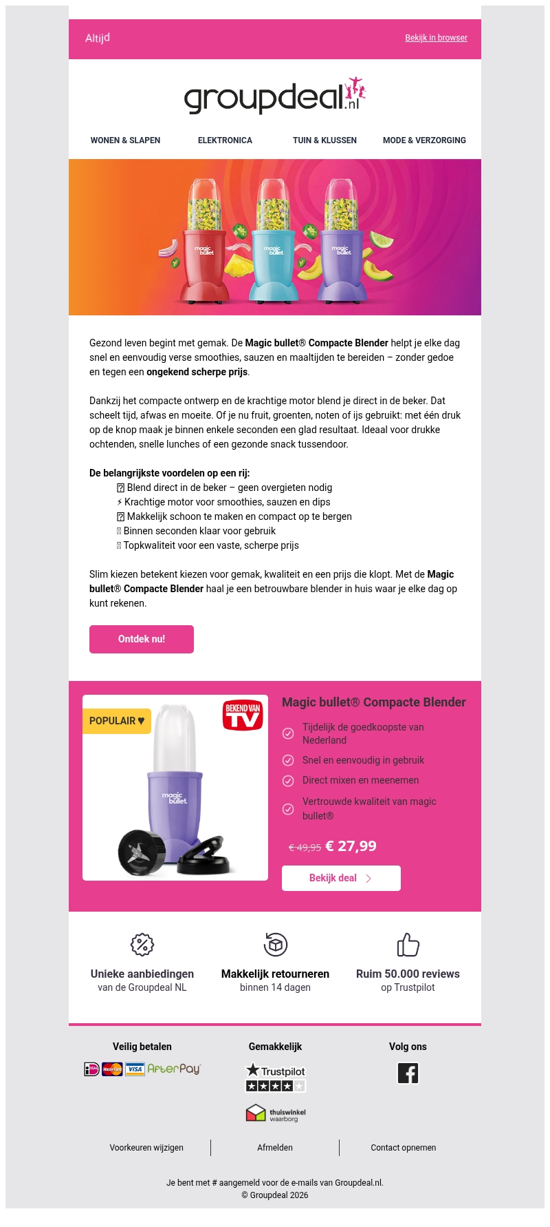 Krachtig, compact en altijd scherp geprijsd: Magic bullet® Compacte Blender Krachtig, compact en altijd scherp geprijsd: Magic bullet® Compacte Blender