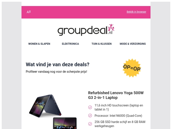 Ontdek de beste deals van vandaag!