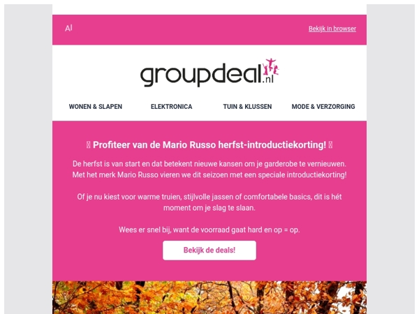 🍂 De herfst is begonnen; korting bij Mario Russo!