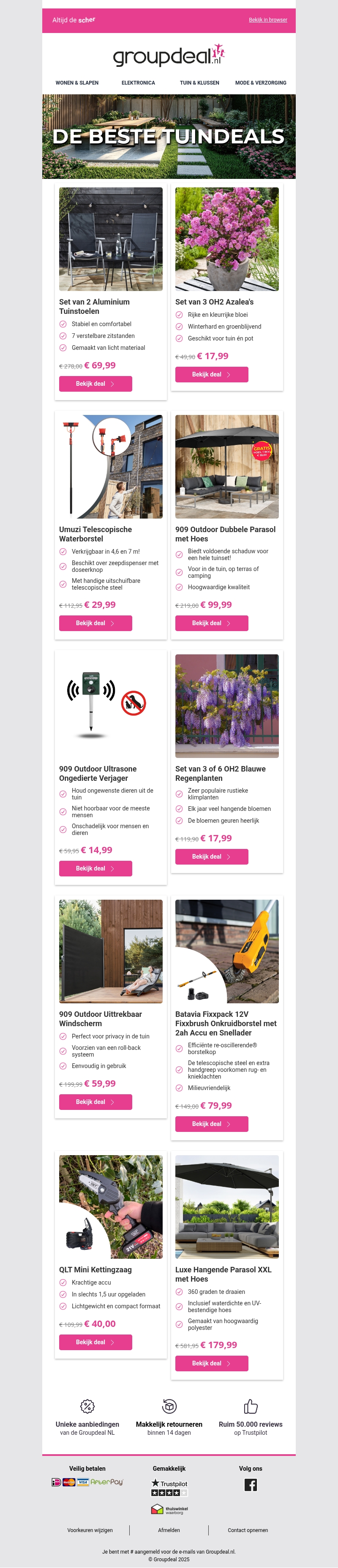 Maak je tuin nóg mooier met deze deals!🌳🌿🪑 Maak je tuin nóg mooier met deze deals!🌳🌿🪑