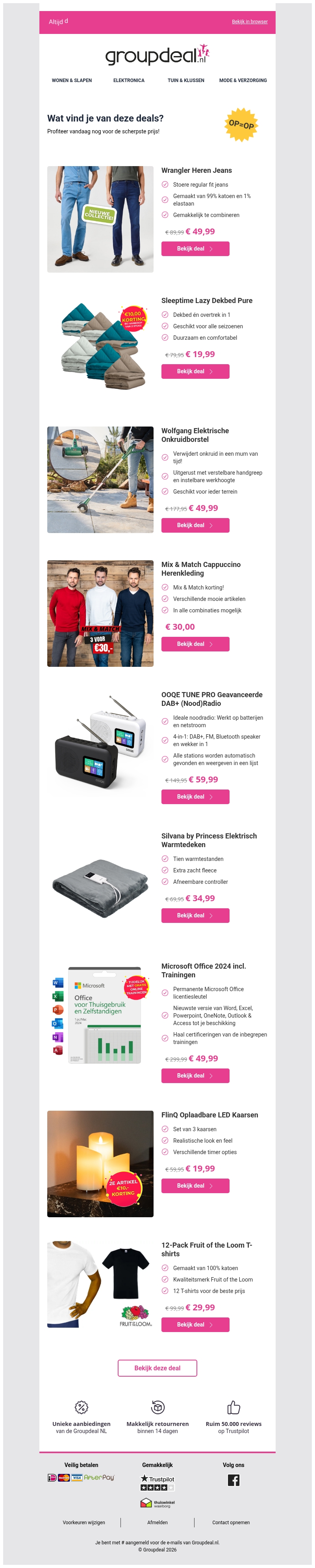 Bekijk de beste deals van de dag Bekijk de beste deals van de dag