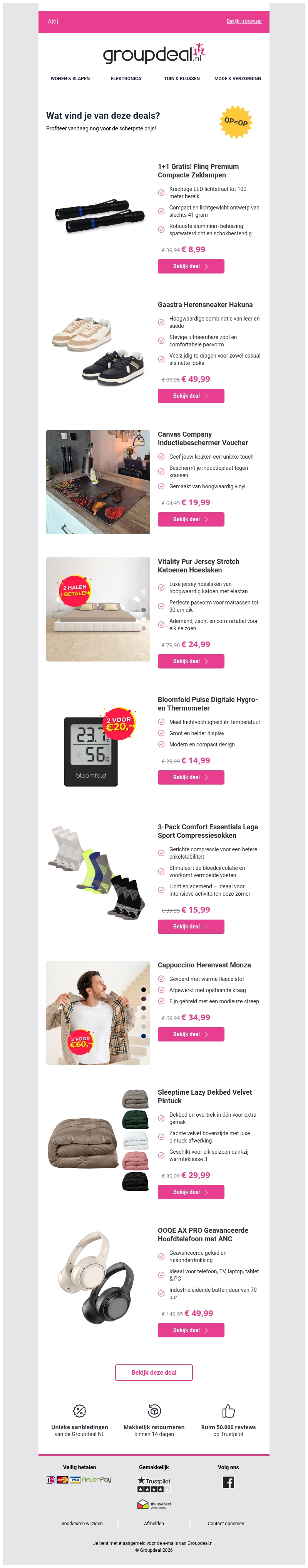 Bekijk de beste deals van de dag Bekijk de beste deals van de dag