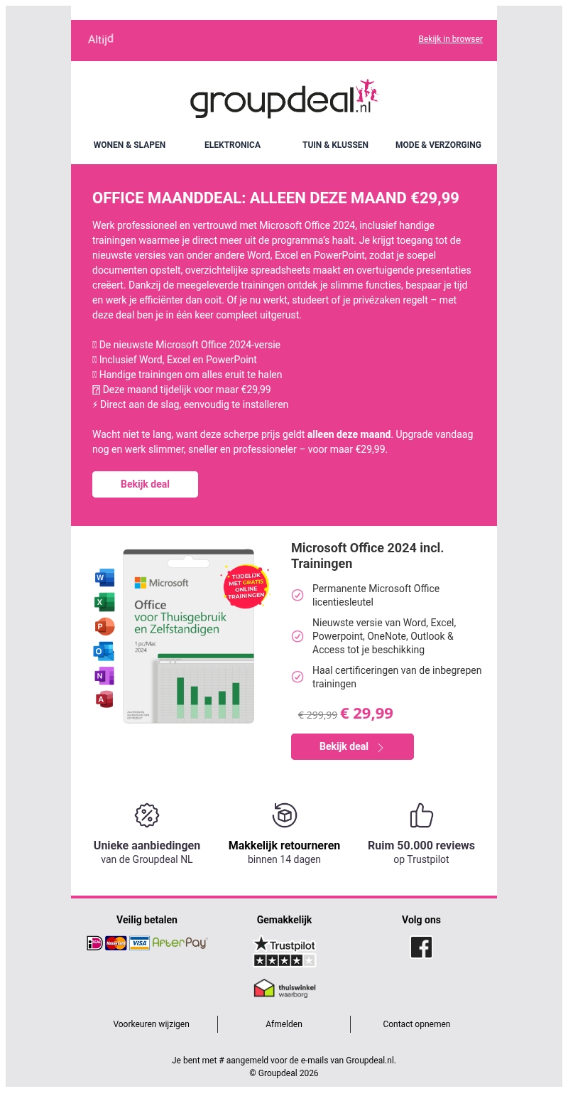 Alleen deze maand: STUNTPRIJS op Microsoft Office 2024 ⚠️ Alleen deze maand: STUNTPRIJS op Microsoft Office 2024 ⚠️