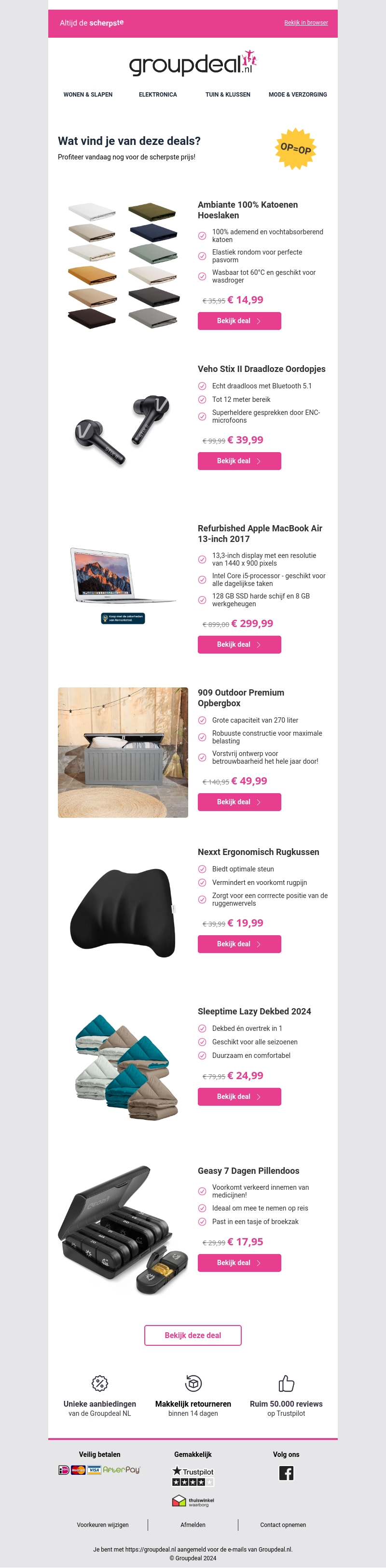 Bekijk de beste deals van de dag Bekijk de beste deals van de dag