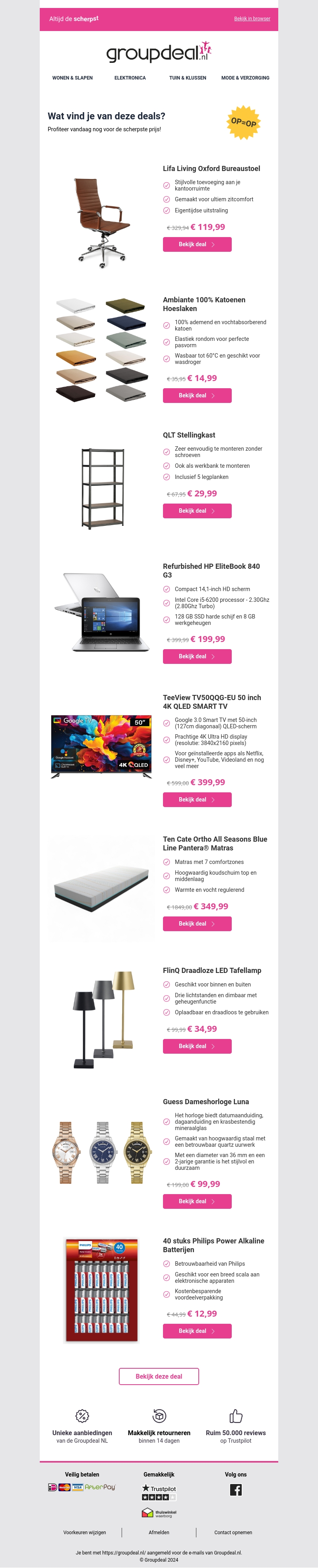 Bekijk de beste deals van de dag Bekijk de beste deals van de dag