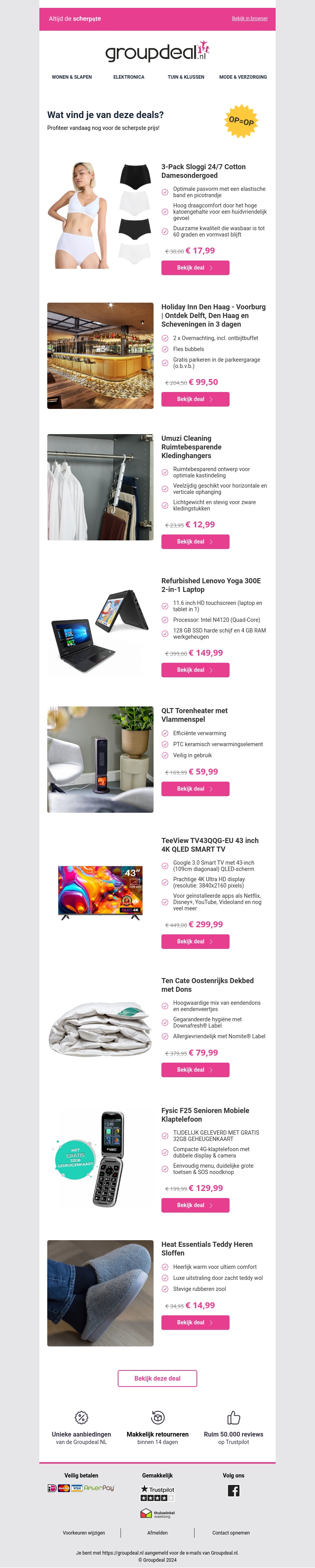 Bekijk de beste deals van de dag Bekijk de beste deals van de dag