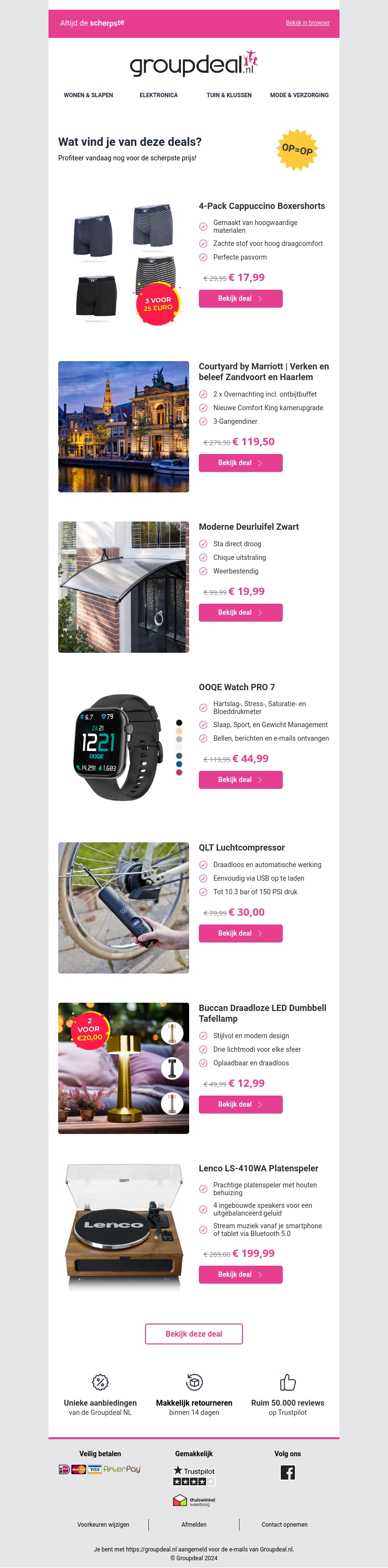 Bekijk de beste deals van de dag Bekijk de beste deals van de dag