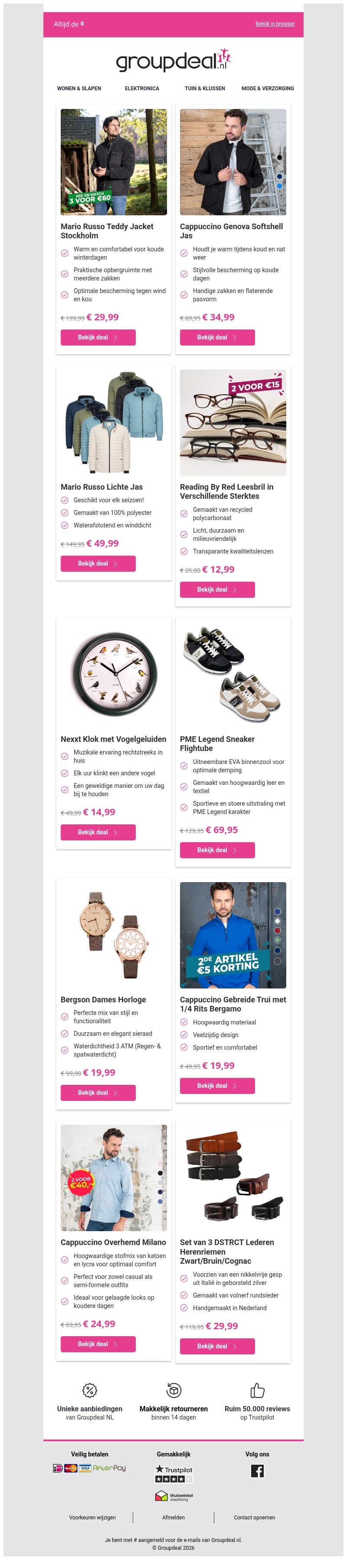 Frisse voorjaarsdeals: upgrade je outfit met korting! Frisse voorjaarsdeals: upgrade je outfit met korting!