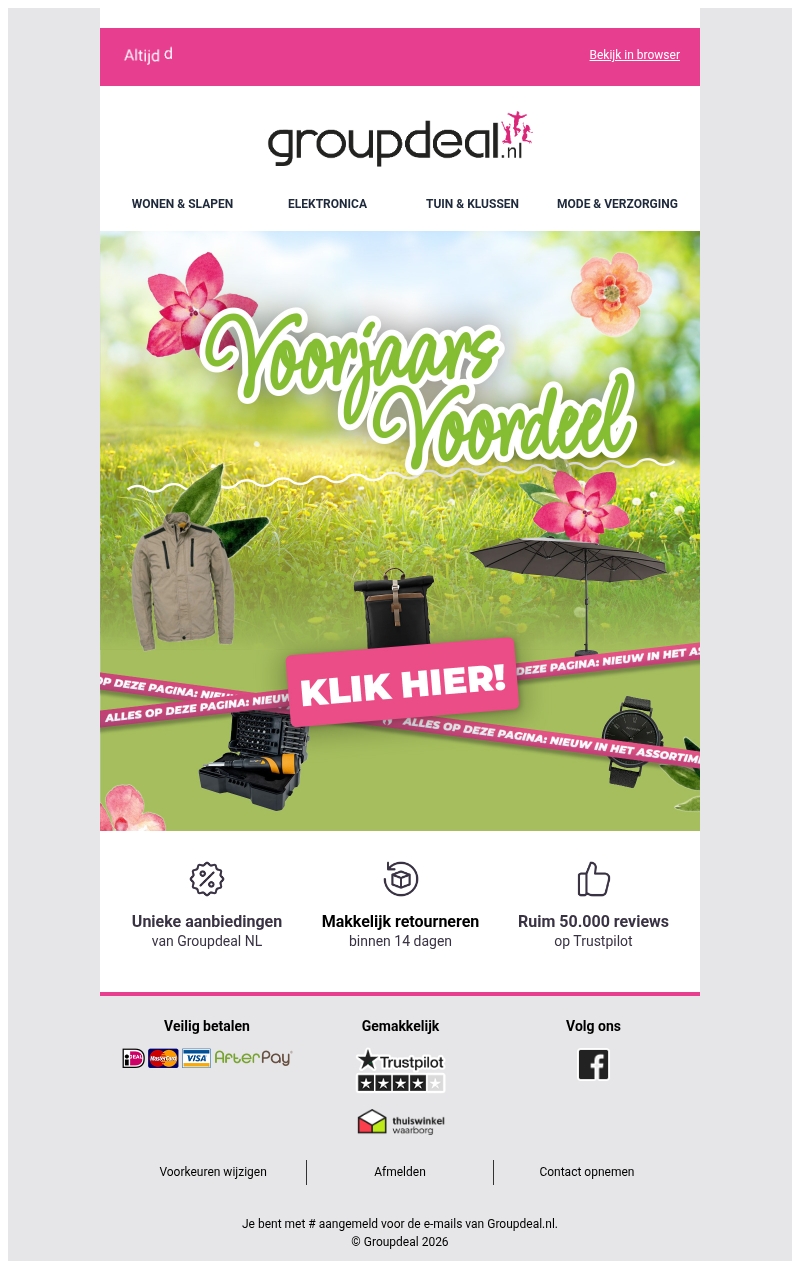 VOORJAARVOORDEEL: Nieuw seizoen, nieuwe deals! 🌸 VOORJAARVOORDEEL: Nieuw seizoen, nieuwe deals! 🌸