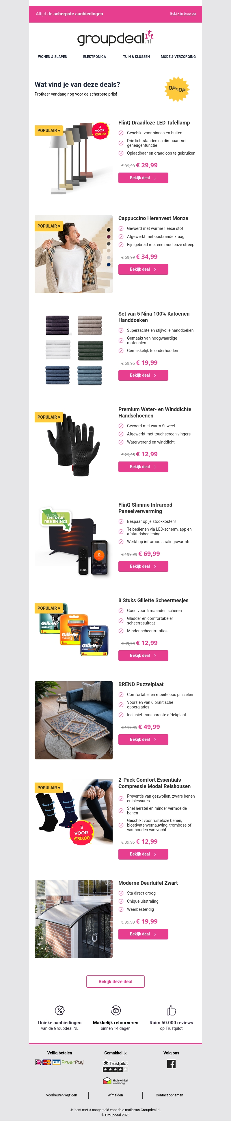 Ontdek de beste deals van vandaag! Ontdek de beste deals van vandaag!