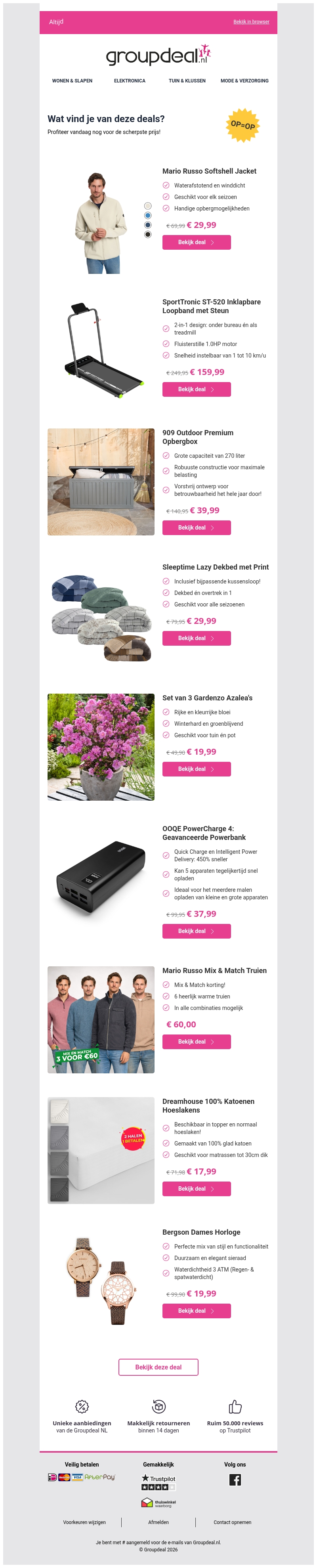 Bekijk de beste deals van de dag Bekijk de beste deals van de dag