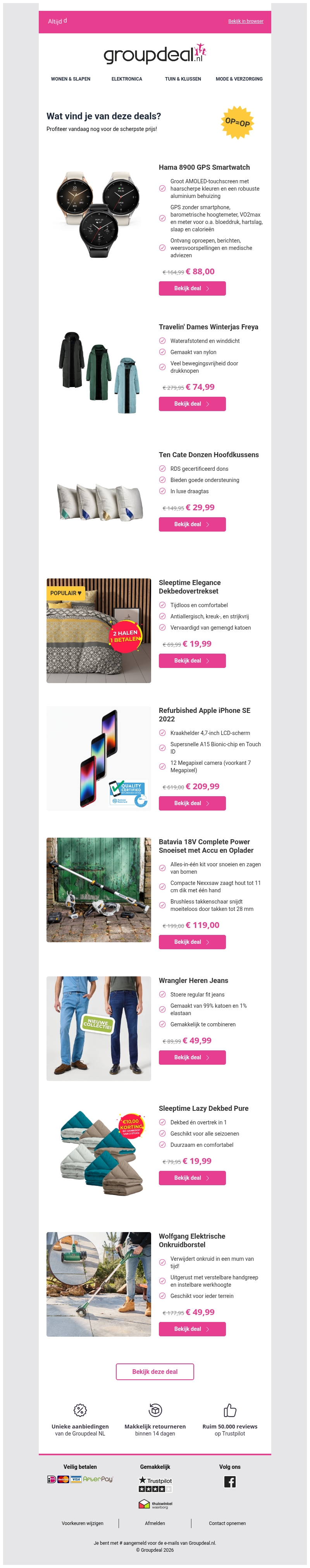Ontdek de beste deals van vandaag! Ontdek de beste deals van vandaag!