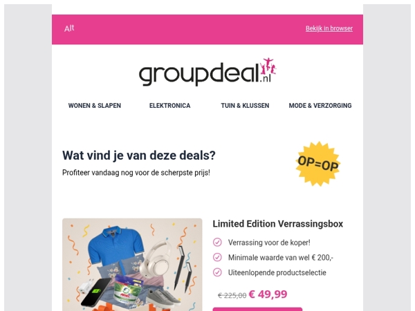 Bekijk de beste deals van de dag