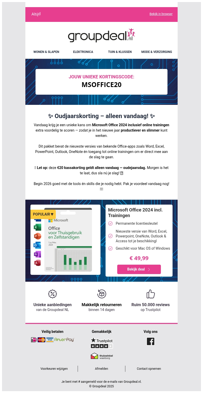 π Alleen vandaag: β¬20 kassakorting op Office 2024! π Alleen vandaag: β¬20 kassakorting op Office 2024!