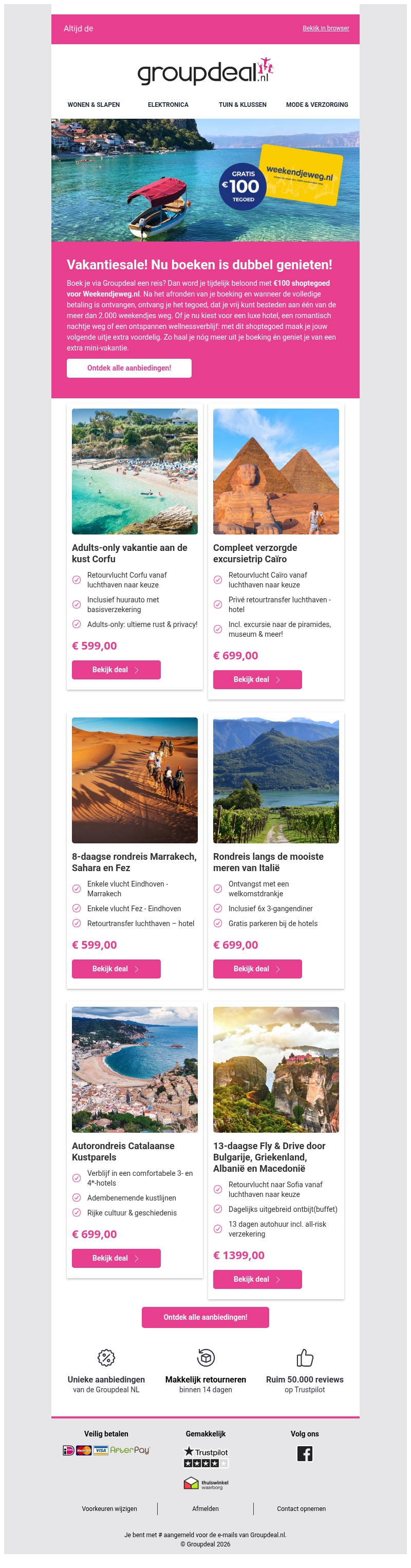 Vakantiesale: Boek nu en geniet dubbel van jouw droomreis 🌊✨ Vakantiesale: Boek nu en geniet dubbel van jouw droomreis 🌊✨