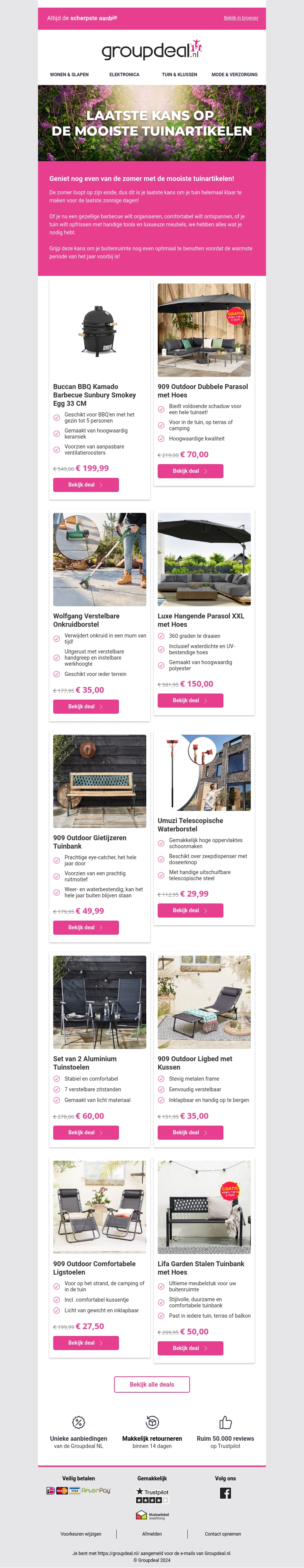 Laatste Kans op de Mooiste Tuindeals: De Zomer is Bijna Voorbij! Laatste Kans op de Mooiste Tuindeals: De Zomer is Bijna Voorbij!