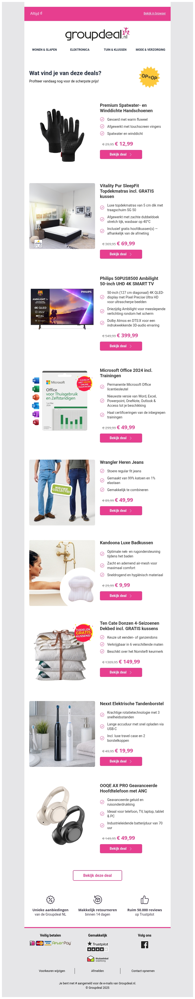 Ontdek de beste deals van vandaag! Ontdek de beste deals van vandaag!