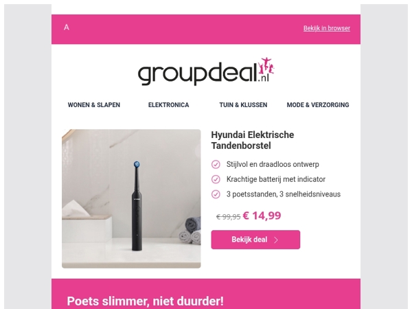 STUNTPRIJS! Hyundai Elektrische Tandenborstel nù voor slechts 14,99!