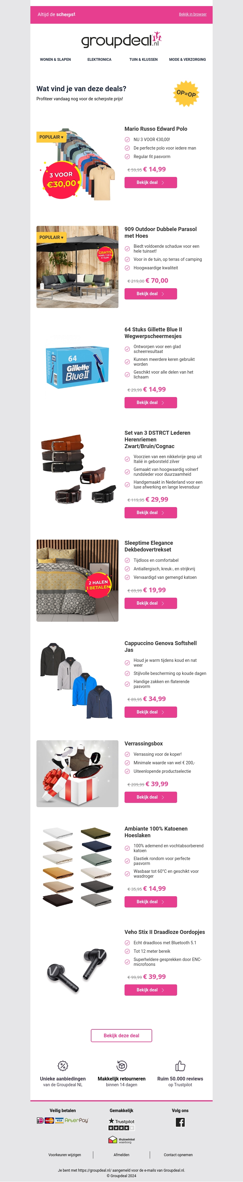 Ontdek de beste deals van vandaag! Ontdek de beste deals van vandaag!