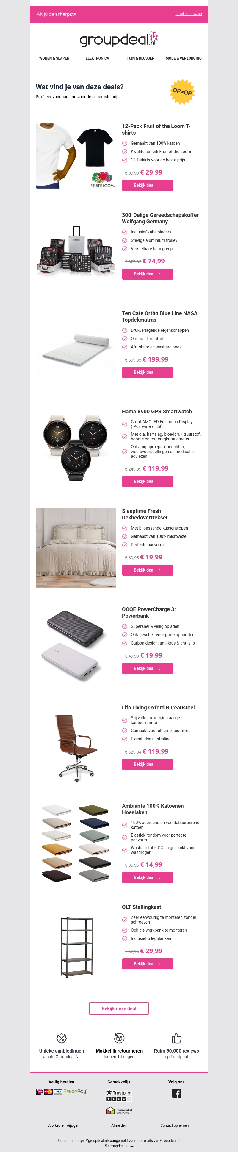 Ontdek de beste deals van vandaag! Ontdek de beste deals van vandaag!