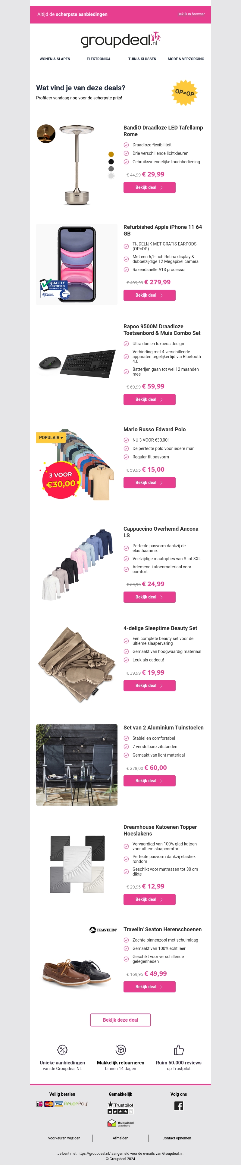 Ontdek de beste deals van vandaag! Ontdek de beste deals van vandaag!