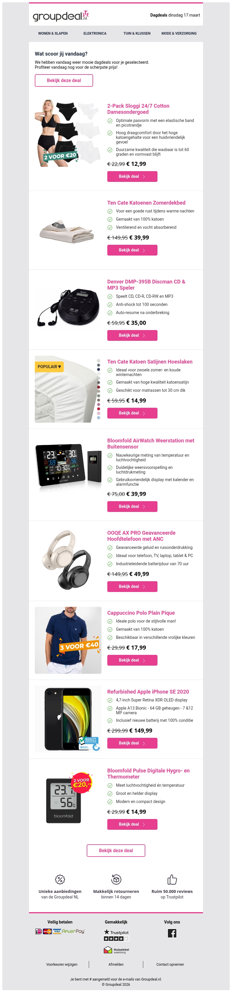 Ontdek de beste deals van vandaag! Ontdek de beste deals van vandaag!