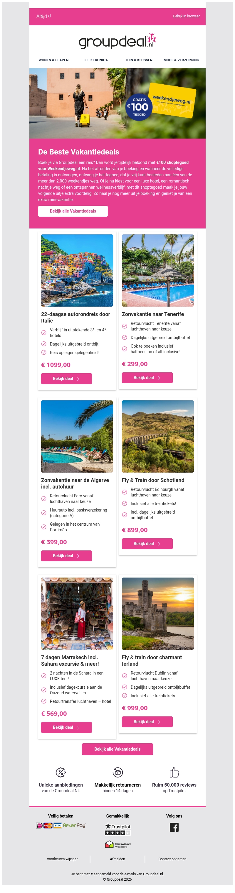 Van zon tot autorondreis: De beste vakantiedeals op één plek 🌍 Van zon tot autorondreis: De beste vakantiedeals op één plek 🌍