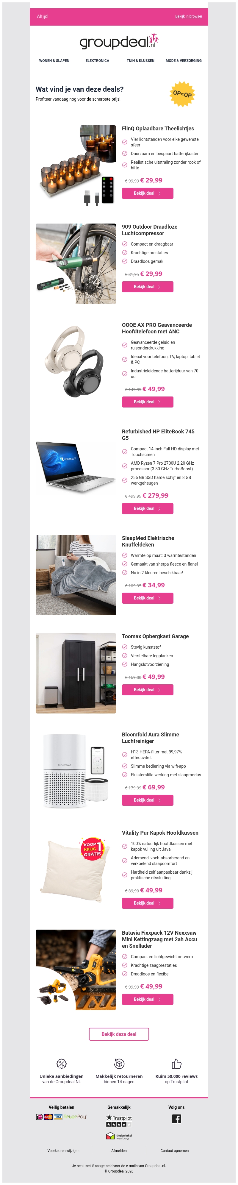 Bekijk de beste deals van de dag Bekijk de beste deals van de dag