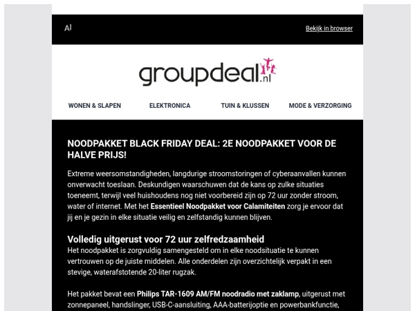 🆘 NOODPAKKET BLACK FRIDAY DEAL: 2e Noodpakket voor de HALVE PRIJS!🚨