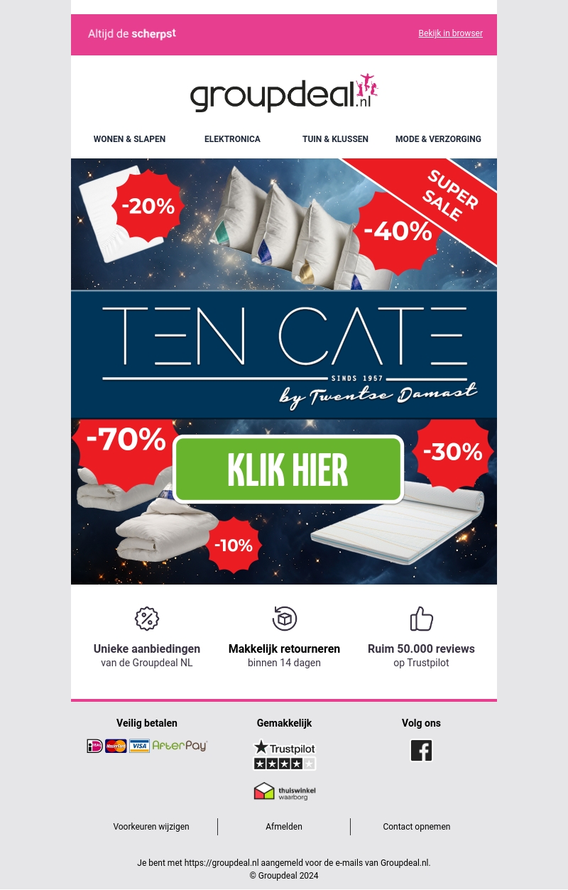 TEN CATE SUPER SALE 😴 Mis Het Niet! TEN CATE SUPER SALE 😴 Mis Het Niet!