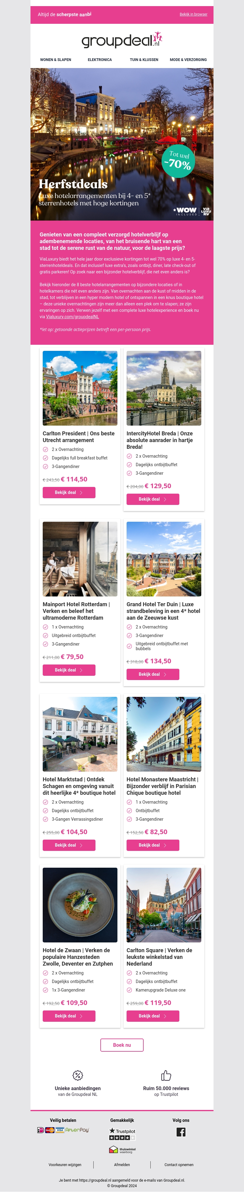 Tot wel 70% korting op bijzondere herfst overnachtingen bij ViaLuxury π¨π Tot wel 70% korting op bijzondere herfst overnachtingen bij ViaLuxury π¨π