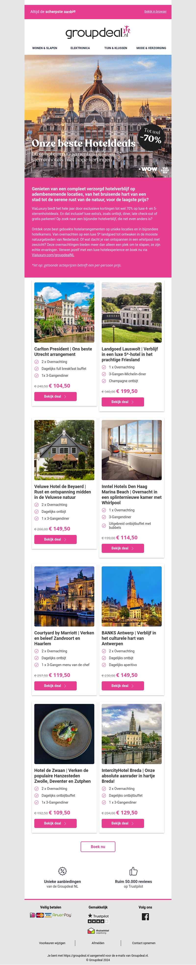 Tot wel 70% korting op bijzondere overnachtingen bij ViaLuxury 🏨 Tot wel 70% korting op bijzondere overnachtingen bij ViaLuxury 🏨