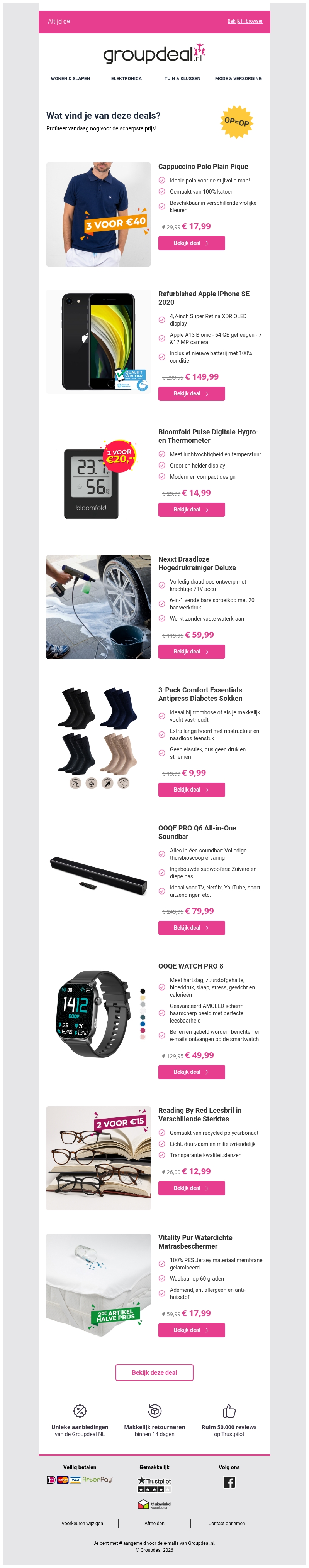 Bekijk de beste deals van de dag Bekijk de beste deals van de dag